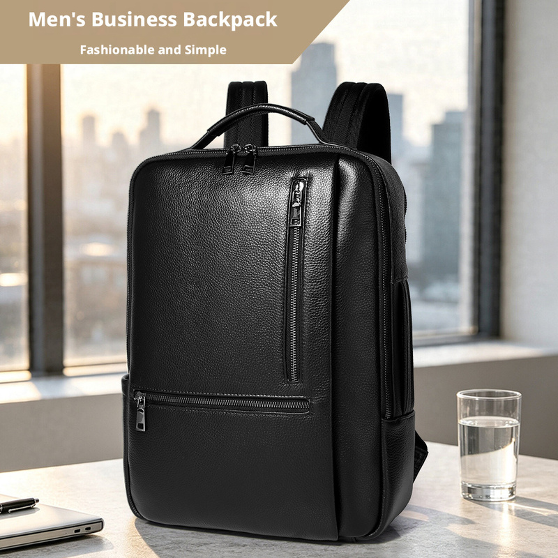 Black Genuine Leather Laptop B - огляд і ціна Leather Work Rucksack Mens